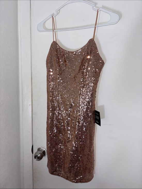 Lulus Dresses & Skirts - Lulu's Rose Gold Sequin Slip Dress